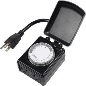 Compact Outdoor Programmable Dual Outlet Timer - Plugin timer, Waterproof,